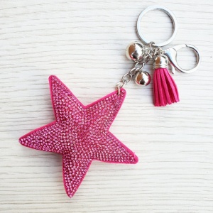 Sparkly Star Keyring - Hot Pink